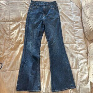 American Eagle Next Level Curvy Super High-Waisted Flare Jean in Storm Dark